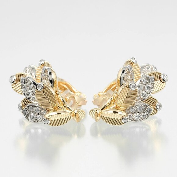 CARTIER Grand De Cafe Earring H8001181 K18 yellow gold/Pt950Platinum/diamo - Picture 4 of 11